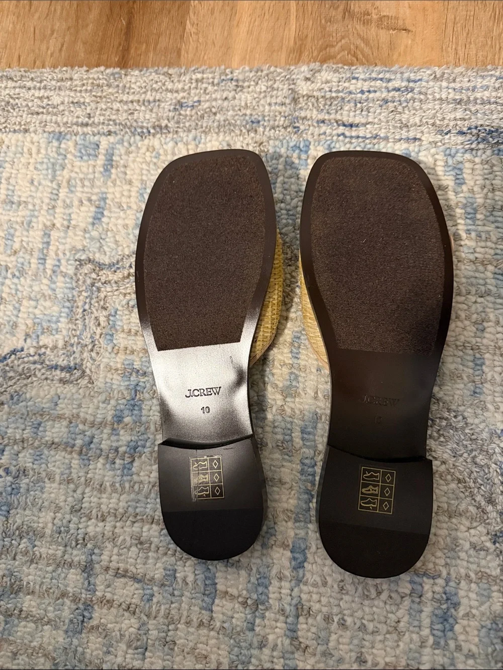 J. Crew Raffia Woven Buckle Slide Mules